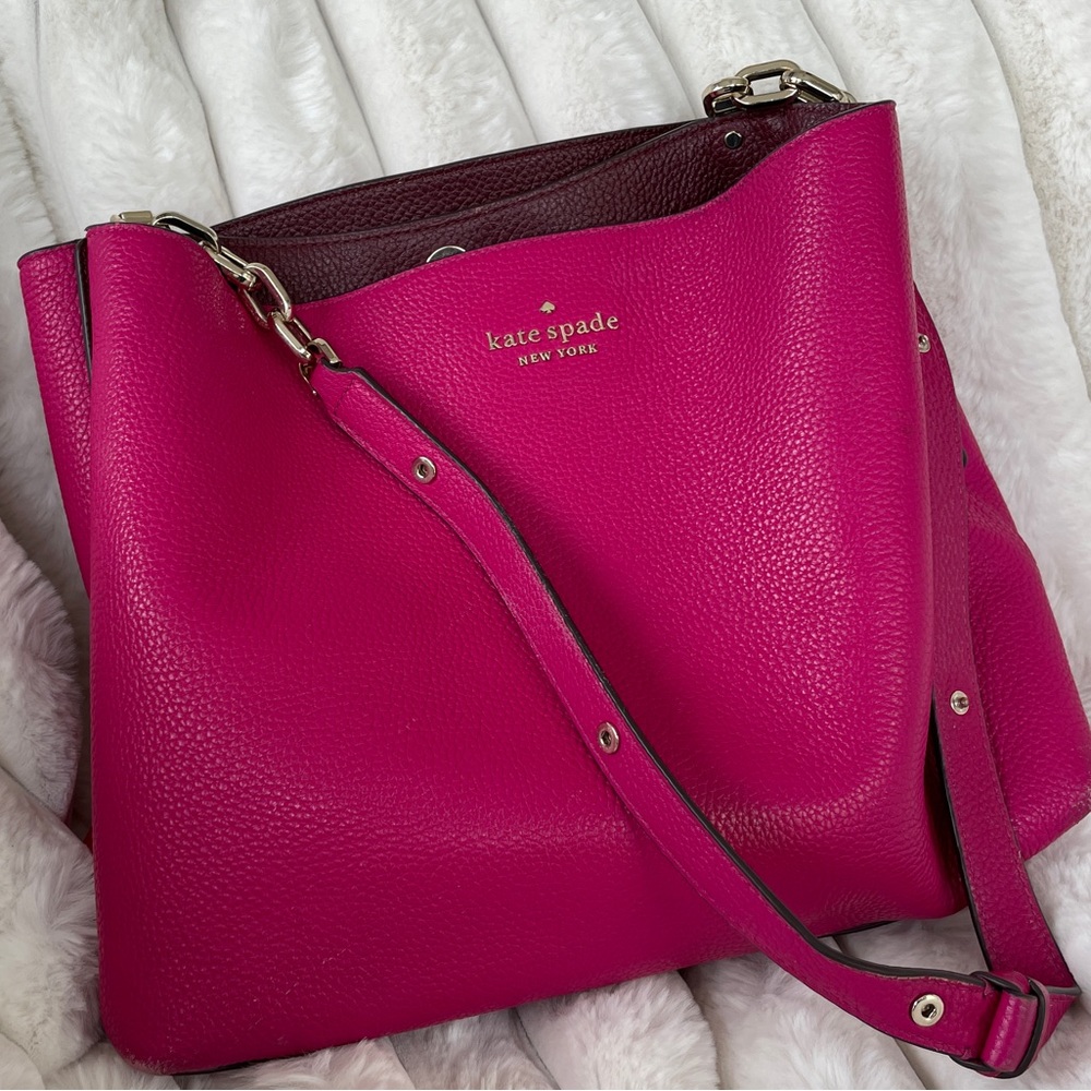 Kate Spade Aubrey Chain Shoulder Bag Satchel Adjustable Strap Bright Rose